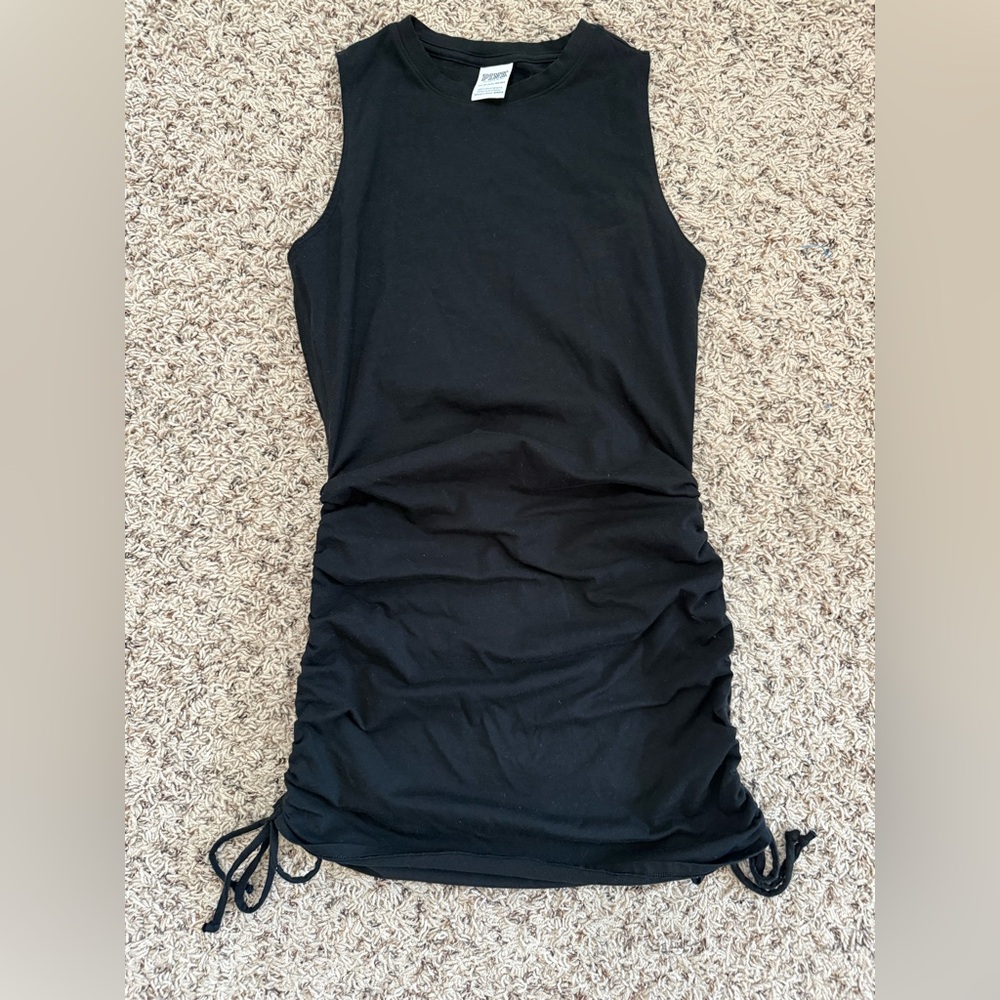 NWOT Pink black drawstring mini dress sz XS